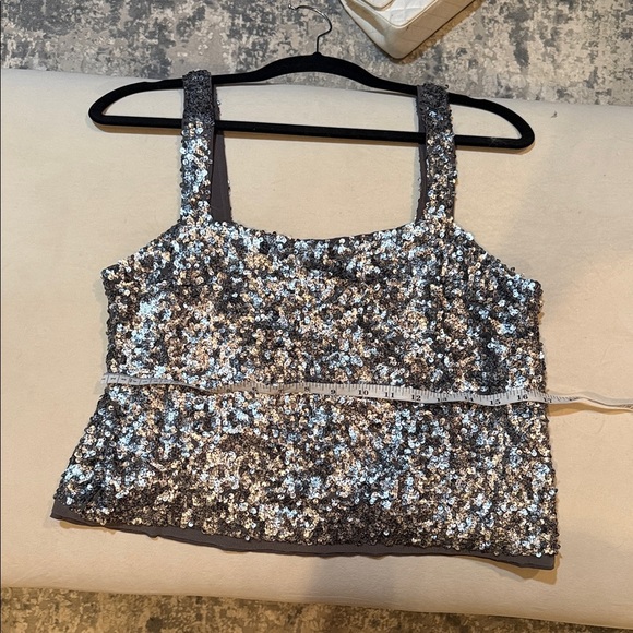 Abercrombie and Fitch Silver Sequin Crop Tank - Picture 2 of 6